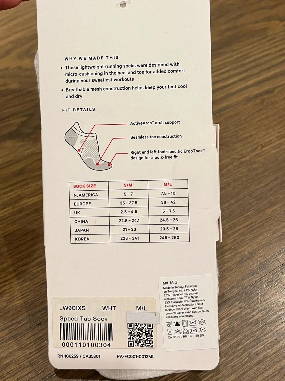 NEW Lululemon Women’s Speed Tab Sock in M/L White x Two Pairs